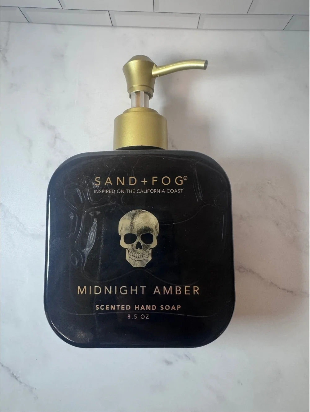 Sand + Fog Midnight Amber Skull Scented Hand Soap 8.5 oz Halloween